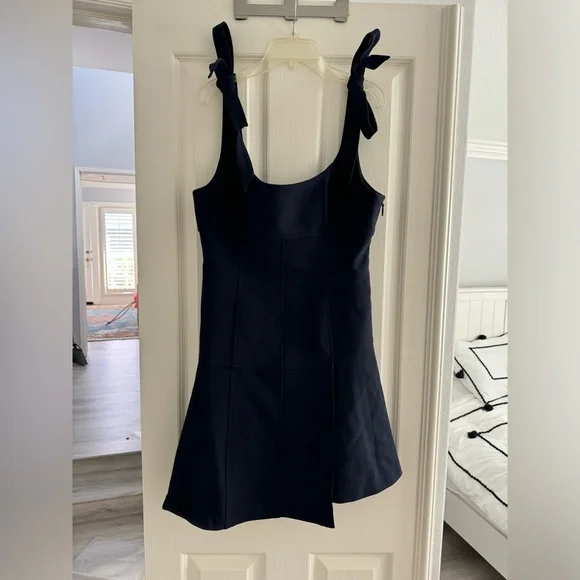 Cinq a Sept Jeanette Tie Strap Dress In Navy Dark Blue Mini Cocktail - Picture 4 of 5